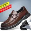 Sapatos Casuais de Couro para Homens, Couro Bovino, Primavera e Outono, Respiráveis, Mocassins Slip-On Formais de Negócios, Sapatos Gorro Tendência para Negócios