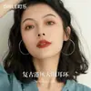 Pendientes de Plata de Ley S925, Joyería para Orejas de Plata, Pendientes de Aro, Moda Europea y Americana, Aro Grande Exagerado, Pendientes de Aro Lisos