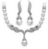 Joyería Nupcial Estilo Coreano al Por Mayor Collar y Aretes con Incrustaciones de Perlas y Diamantes Joyería Vestido de Dos Piezas 2024 Nuevo Estilo