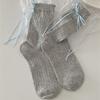 Calcetines de mujer de primavera y verano japoneses JK con tacón de viento y lazo, calcetines apilados de tubo medio, calcetines de encaje tridimensionales que combinan con todo, calcetines dulces para niñas