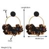 Moda Coreana Estampado Leopardo Pendientes de Círculo Exagerado Flor de Tela Hecha a Mano Pendientes de Tuerca de Moda Distintivos Pendientes Elegantes de Celebridad de Internet