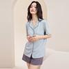 Venta de liquidación: Pijama Delgado para Mujer con Almohadillas en el Pecho, Talla Grande, Diseño Anti-Golpes, Se Puede Usar Afuera, Conjunto de Manga Corta y Pantalones, Conjunto de Ropa de Casa Fresca de Seda Helada