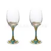 Liga de Zinco Taça de Vinho Tinto High-end Luxo Metal Goblet Vidro Utensílios para Vinho Acessórios para Casa Pacote com Dois