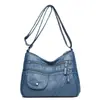 Bolso Bandolera Mujer 2026 Nuevo Estilo Moda Bolso de Cuero Lavado Bolso de Madre Gran Capacidad Múltiples Compartimentos Bolso de Cuero Suave PU para Persona de Mediana Edad