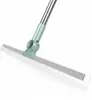 Rasqueta de suelo de silicona con mango ajustable de acero inoxidable. Ideal para quitar agua, pelo en azulejos, baño, balcón. Hoja de silicona suave, sin rayones, fácil de limpiar, viene con hoja de goma reemplazable.