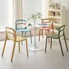 Silla de Comedor Nórdica para Uso Doméstico, con Respaldo, Taburete Hueco de Colores, Silla de Ocio Apilable para Balcón, Silla de Plástico para Apartamentos Pequeños