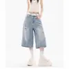 Nuevos Jeans de Moda Americana de Verano 2026, Corte Recto Holgado, Cortos para Hombres y Mujeres, Shorts Versátiles de Pierna Ancha de Moda