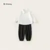 Ropa Infantil Bangxuan Conjunto para Niños Camisa Blanca Color Sólido Pantalones Jogger Conjunto de Dos Piezas para Bebés y Niños Pequeños Ropa Casual