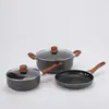 Panela de Indução Universal Espessa Resistente a Altas Temperaturas Panela de Fritar Doméstica Wok Antiaderente Panela de Sopa de Cozinha Conjunto de Quatro Peças