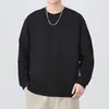 Nueva camiseta de algodón de bambú de manga larga para hombre, temporada de primavera y otoño, corte holgado, color liso, cuello redondo, estilo retro japonés casual, camiseta interior