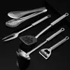 Conjunto de Utensílios de Cozinha Atacado Espátula de Aço Inoxidável Colher de Sopa Garfo de Carne Pinça de Alimentos Estilo Camping Piquenique Cozinha ao Ar Livre Pequenos Utensílios de Cozinha