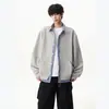 Chaqueta sudadera de dos piezas a cuadros con retazos de moda para hombre, estilo americano otoño e invierno, cárdigan holgado estilo universitario fresco