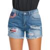 2024 Amazon Más Vendidos Elásticos Estampados Borla Shorts de Mezclilla para Mujer Ebay Wish Súper Calientes en Stock Lavados
