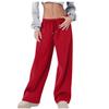 Pantalones Casuales de Talla Grande para Mujer Transfronterizos Europeos y Americanos 2024 Invierno Nuevos Holgados de Color Liso Cintura Elástica Pantalones de Chándal para Mujer