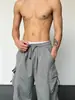 Pantalones de Trabajo de Secado Rápido Estilo Americano Personalizados Venta al por Mayor de Fábrica Cintura Alta Pierna Ancha Casual Deportivos Pantalones Paracaídas para Hombre