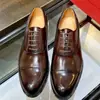Zapatos de Cuero de Gama Alta para Hombre Cuero Genuino Charol Cuero Pulido con Cordones Zapatos Formales de Negocios Británicos Zapatos Derby Zapatos para Hombre