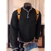 En stock: Suéter de punto para hombre talla grande, estilo americano, cuello Henry, bordado especial, chaqueta de alta gama, marca de moda, nuevo para Otoño/Invierno 2026