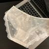 Ropa Interior Sexy de Satén con Encaje para Mujer, Entrepierna de Algodón Puro, Verano Fino Transpirable de Cintura Media, Calzones sin Costuras para Niñas