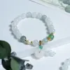Nuevo brazalete de seda rosa cerezo y oro con cuentas de ábaco, calabaza, aventurina, calabaza, brazalete de múltiples cuentas, venta al por mayor de brazaletes de jade