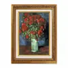 Pintura al óleo estilo europeo floral vintage con marco dorado personalizado de fábrica para sala de estar, recibidor, hotel o casa de huéspedes; pintura enmarcada o mural