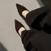 Chuyuji Vintage Bico Fino Apontado Salto Grosso Novo Sapato Feminino 2026