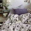 Juego de cama de cuatro piezas de color liso, sábana de algodón lavado, funda de edredón individual, funda de edredón lijada, juego de tres piezas, ropa de cama universal sencilla para las cuatro estaciones para mujer