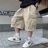 Bermudas Cargo para Meninos Verão Atacado Nova Marca Tendência Calças de Verão Infantis Soltas Meninos Comprimento Médio Roupa Externa Fina