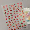 Pegatinas de Uñas con Lazo de Cereza Transfronterizas 3D Impermeables Dulces Cerezas DIY Pegatinas de Uñas en Relieve Modelo Sl