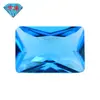 Huagang Gems Anel de Vidro Azul Profundo Facetado Retangular Face de Anel de Vidro Pedra Sintética Pedra Solta Cravação