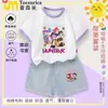 Conjunto de Camiseta de Manga Corta con Bloques de Color de Chica Bruja Kpop Girls, Nuevo Estilo de Verano para Niños Mayores, Conjunto de Verano con Shorts de Mezclilla