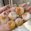 Colgante de Paz "Dulce de un Bocado" de Jade Dorado de Xinjiang, Colgante de Gota de Agua Color Dulce de Jade Blanco de Seda Dorada para Hombres y Mujeres