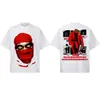 Camisa Masculina de Manga Curta Estilo Americano com Ombro Caído, Corte Solto, Gola Redonda, Tecido Pesado, Impressão Digital Direta, Nova Coleção Primavera/Verão 2026 Kanye West