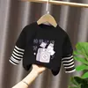 2026 Nueva Camiseta Base Rayada para Niños Niñas Bebé Manga Larga Primavera Otoño Niños Grandes Muy Bonita Algodón Puro Moda Camiseta