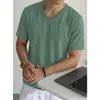 Camiseta negra de manga corta de modal para hombre, top de cuello en V, antibacteriana, seda de hielo, fresca y de secado rápido, manga corta, camiseta fina de verano
