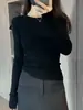 Suéter de Tricô de Gola Redonda e Manga Longa de Alto Padrão Outono/Inverno 2026 Suéter Feminino Elegante Slim Fit Camada Interna Top Básico