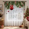 Compra urgente transfronteriza de populares cortinas transparentes con estampado digital TEMU Navidad súperventas dropshipping cortinas transparentes para ventana de árbol de Navidad