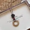 Nuevo Collar Colgante Largo Corazón Color Café Estilo Chino Cadena de Suéter Estilo Antiguo Zen Retro Cordón Accesorios Decorativos para el Cuello