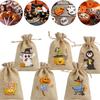 Especial transfronterizo para Halloween traje de bolsa de lino bolsa de dulces divertida con cordón regalo bolsa pequeña de tela se puede configurar