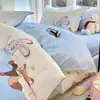 Juego de ropa de cama de cuatro piezas de algodón fresco y puro, sábana y funda de edredón, juego de tres piezas 100% algodón, sábana para dormitorio de estudiante, ropa de cama, para todas las estaciones