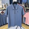 Polo de 210g con Cremallera Pesada para Hombre Verano 2025 Nueva Llegada Bordado Lags Moda Transpirable Manga Corta Camiseta para Hombre