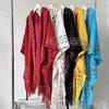 Primavera y otoño colorido a rayas borla con capucha ropa de punto para mujer para exteriores viajes estilo étnico combinable moda chal capa