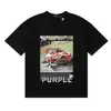 25Ss Marca Morada de Calle Marca Americana de Moda Camiseta Casual Retro Holgada de Manga Corta Estilo Igual para Pareja