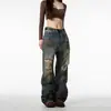 Jeans Rotos Retro de Calle Americana para Hombre en Primavera y Otoño Nueva Marca de Moda Pantalones Largos Rectos Sueltos Atractivos de Calle