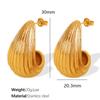 Pendientes de acero y titanio con diseño de alta gama, con diseño de gotas de agua y rayas simples en oro de 18 quilates, estilo moderno, combinables para mujer.