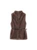 2025 Cross-Border Aliexpress Popular Roupas Femininas Exportação Estilo Old Money Moda Top de Gola Alta Sem Mangas com Cinto