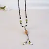 Collar de mariposa de cerámica vintage de estilo chino hecho a mano, estilo étnico femenino, moda nacional, estilo antiguo, cadena de clavícula, collar con cordón, venta al por mayor
