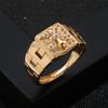 Explosiones de Moda Europea y Americana Anillo de Micro Zircón Chapado en Oro Cobre Anillo Abierto Ajustable para Hombre Versión Grande Accesorios Hip Hop