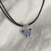 Hermoso collar con colgante de mariposa retro para mujer, de cuero de alta calidad, estilo suéter, dulce, moderno, genial, combina con todo, corto.
