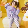 Pijama para Niña, Pijama Infantil de Medio Terciopelo, Terciopelo Coral de Dibujos Animados, Cálido y Suave, Engrosado para Otoño e Invierno, Ropa de Casa