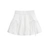 Estilo Preppy Americano Garota Quente Laço Cor Pura Saia Botão de Flor Feminina Verão Cintura Alta Look Emagrecedor Saia Anti-Exposição